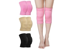 Eurzom 3 Pairs Dance Knee Pads Women Protective Non-Slip Knee Pads for Yoga Cheerleading Pole Floor Dance Volleyball
