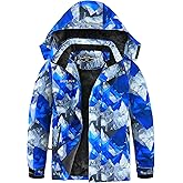 Boy's Ski Jackets Waterproof Winter Coat Fleece Windproof Snowboarding Jacket with Detachable Hood
