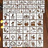60 Pcs Halloween Stencils for Painting, Reusable 3