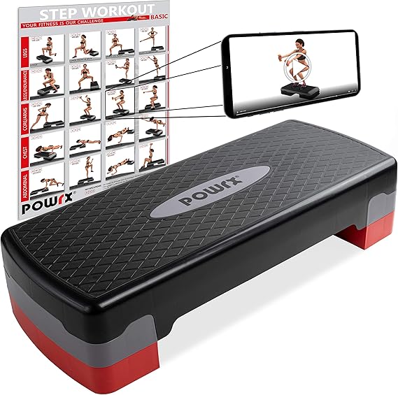 POWRX - Step fitness/aeróbic escalón (68 x 28,5 cm) - Stepper ...