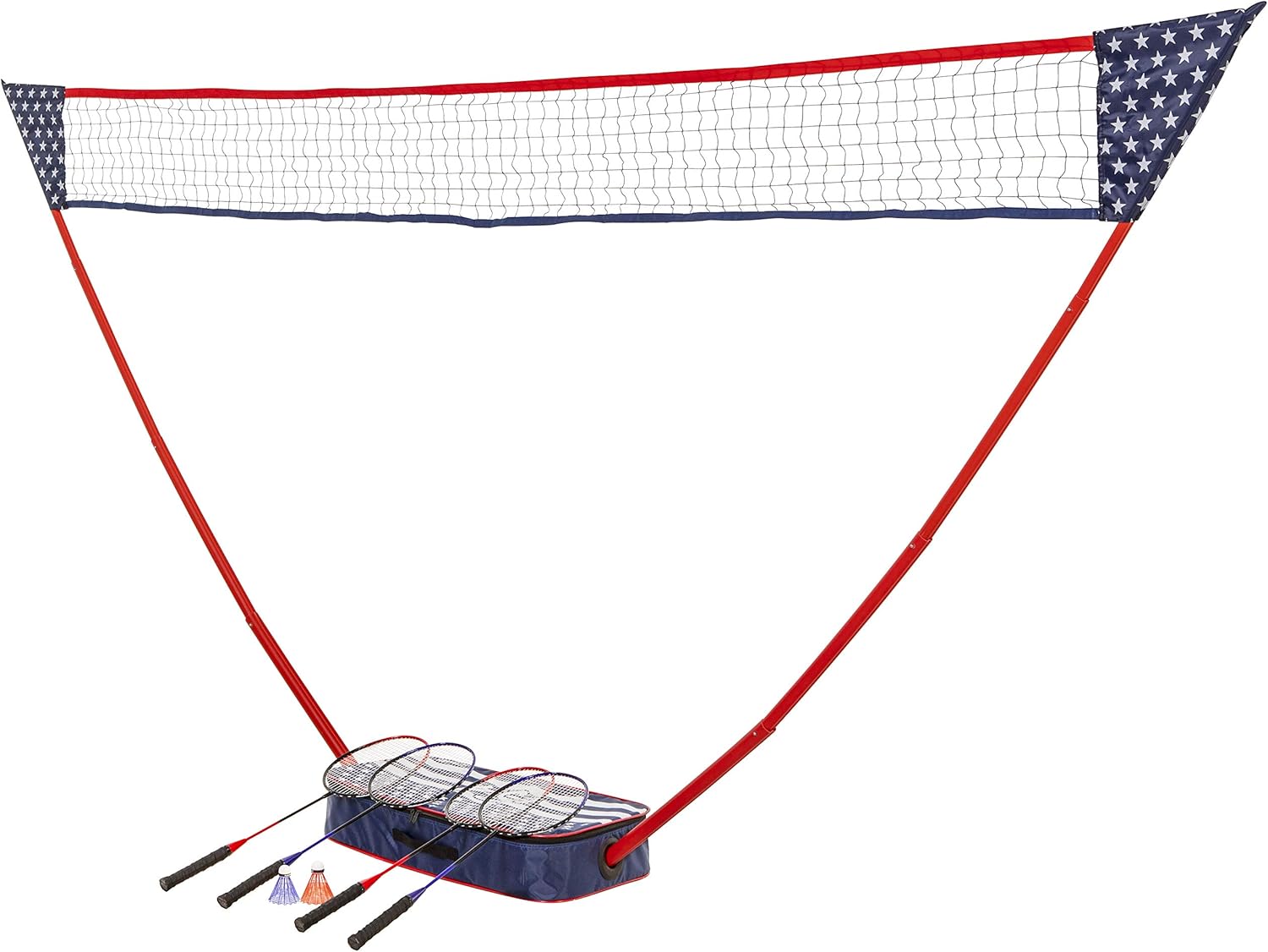 Triumph Sports Patriotic Portable Badminton Set with Freestanding Base Sets Up on Any Surface in Seconds – No Tools or Stakes Required, Multi : Sports & Outdoors
