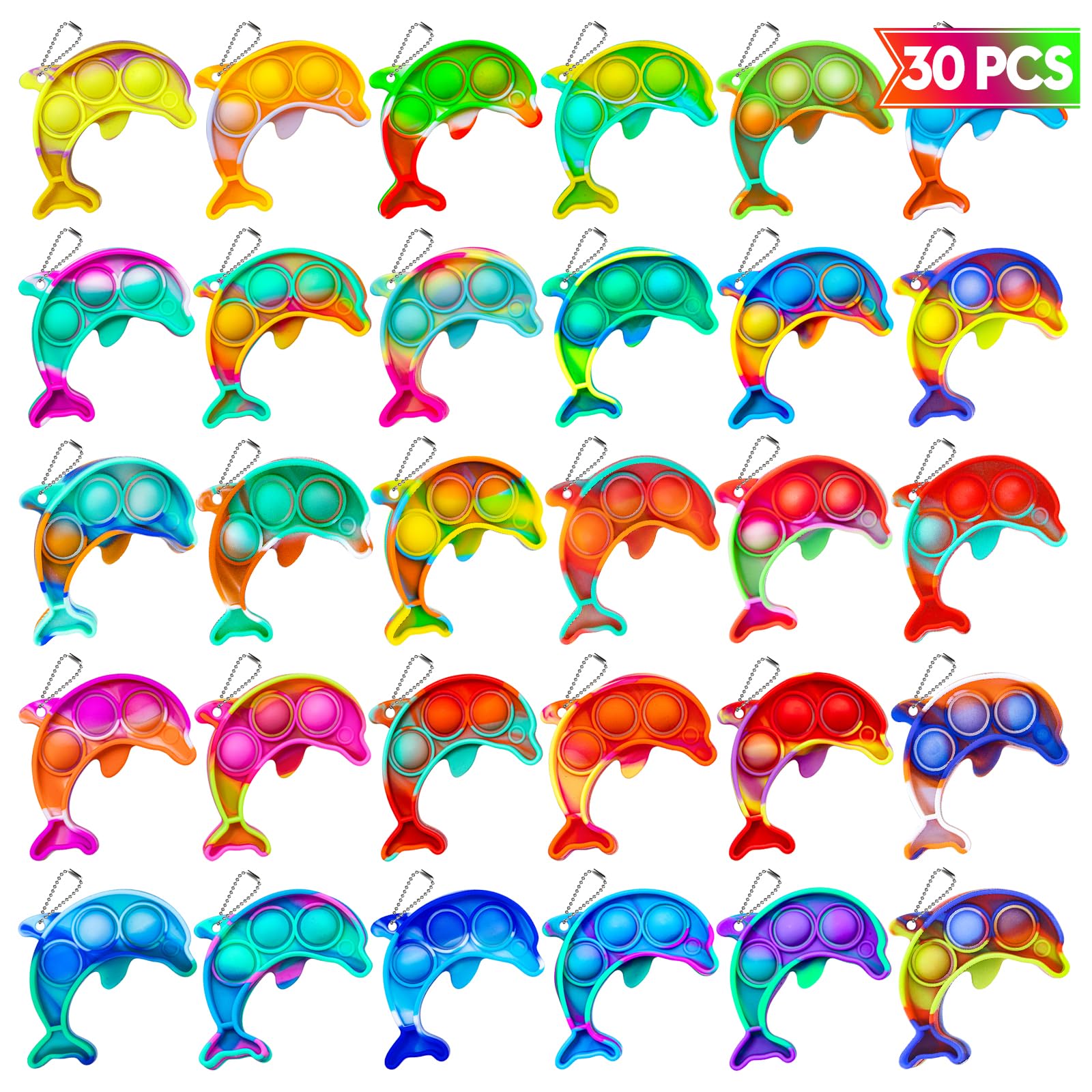 Photo 1 of Pop Fidget Toys Bulk Its Kids Party Favors 30 PCS Cute Dolphin Mini Pop Keychain It Sensory Fidget Toy Pack Fidgets for Classroom Prizes for Kids Students Carnival Prizes Birthday Goodie Bag Stuffers