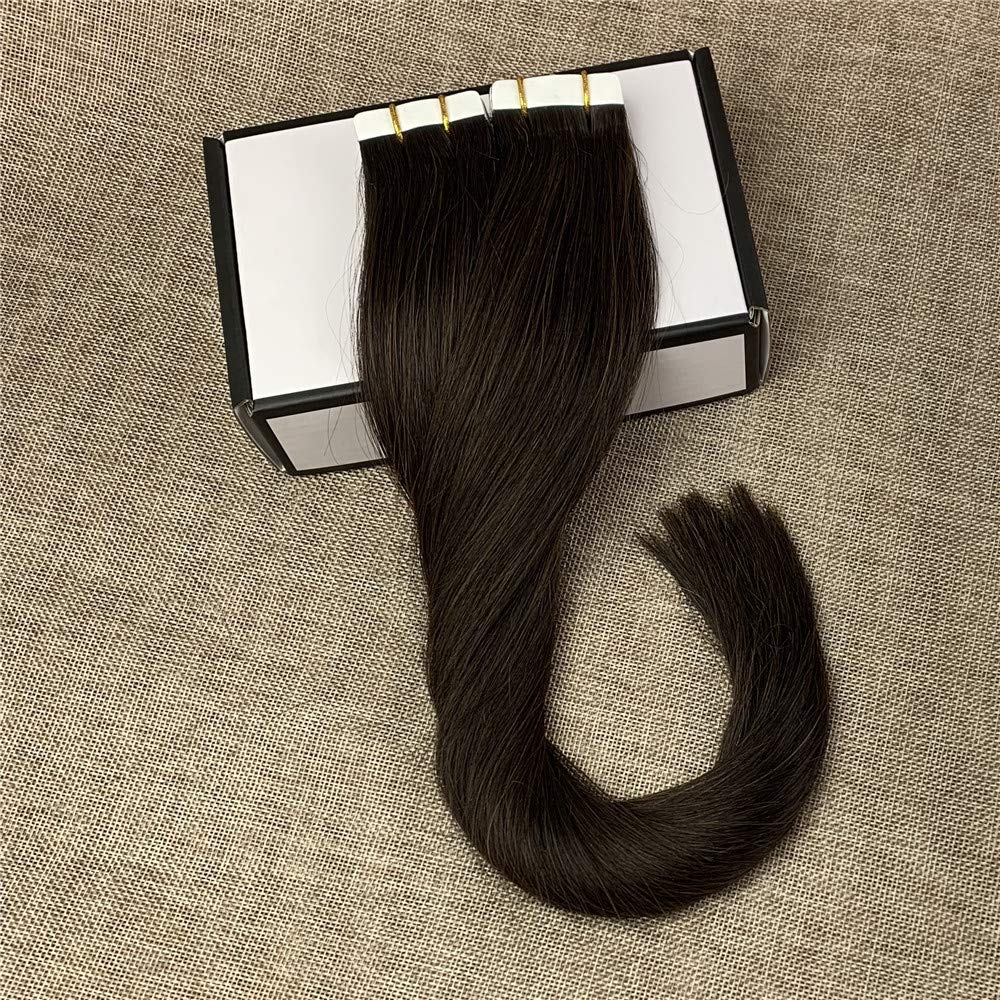 Komorebi #2 Darkest Brown-22Inch Remy Hair Tape In Hair Extensions Human Hair Darkest Brown 20pcs 50g Long Straight Skin Weft Hair Invisible Double Sided Tape Human Hair