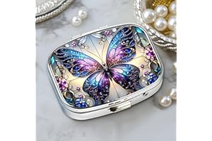 Chic Starry Butterfly-Compartment Metal Pill Box – Compact and Stylish Medication Organizer, Food-Safe, Portable for Wallet o