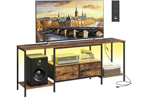 SONGMICS BELLAH Collection - TV Stand with Power Outlets and Lights, Entertainment Center Media Console for TVs Up to 178 cm,