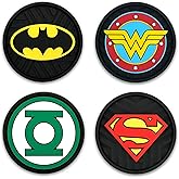 NJECT Officially Licensed DC Comics Superheroes Automotive 3D Textured Silicone Coasters (2.75" Diameter) | Universal Fit for All Cars, Trucks, SUVs & More | Non-Slip Durable | Set of 4