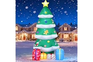 LQV 10 Ft Giant Inflatable Christmas Tree with 4 Gift Boxes Featuring Built-in LEDs for Blow Up Christmas Decoration, Perfect Outdoor Christmas Inflatables for Yard, Garden, and Lawn Décor