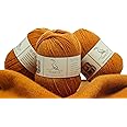 TEHETE 100% Merino Wool Yarn for Knitting 3-Ply Luxury Warm Soft Lightweight Blue Crochet Yarn (Ginger)