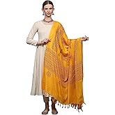 Exotic India Hare Rama Hare Krishna Prayer Shawl with Printed Ganesha - Yellow