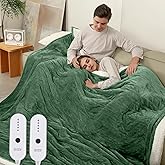 ESTINGO King Electric Blanket - 100"x90" Electric Heated Blanket with 5 Heating Levels & 10 Hours Auto Off, King Size Heated Blanket Dual Control for Bed, Ideal Gift, Hunter Green