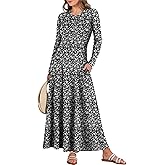 ANRABESS Women's Long Sleeve Maxi Dress 2026 Spring Casual Button Fit & Flare A-Line Swing Flowy Long Dresses Winter Trendy