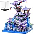 CAXIMSY Peach Blossom Pond Building Blocks Set,Building Blocks Set Gifts for Adults and Kids, Micro Bricks Cherry Blossom Tree House Kit with LED Light and Display Box（2500+Pieces）