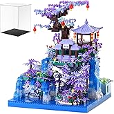 APENGBAOL Cherry Blossom Tree House Micro Mini Building Block Sets with Acrylic Display Box, Japanese Architecture Peach Blos
