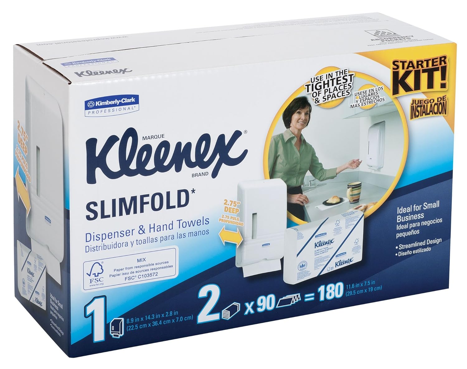 KimberlyClark Kleenex 31699 Slimfold Hand Towel Dispenser Starter Kit