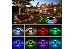 FABSTYL Solar Driveway Lights Outdoor 12 Pack, RGB Colors Solar Deck Dock Lights Outdoor Waterproof IP68, 3 Dynamic Light Modes Driveway Marker for Warning Stair, Boat Dock, Step, Walkway, Garden Decor