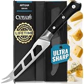 Cutluxe Cheese Knife, 5" Slicer for Soft &amp; Hard Cheese &ndash; Serrated Blade | Pronged, Non-Stick High Carbon German Steel, Full Tang Ergonomic Handle &ndash; Artisan Series