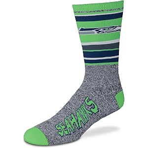 For Bare Feet - Officially Licensed NFL Fortune Team Color Crew Socks Men's Size Large 10-13