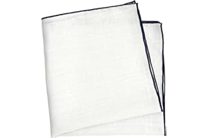 BELLUNO White Pocket Square with Embroidered Color Edge