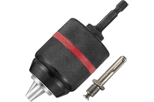 Eumtenr 2-13mm Multi Quick Replacement Keyless Chuck, Keyless Oneway Hand Drill Chuck 1/2-20UNF Thread Spindle, Self-Tighten for Multiple Purposes Quick Connect Drill Chuck Tool