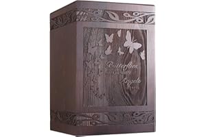 Wooden Carved Butterfly Cremation Urn for Human Ashes - Adult, Male, Female, Child, Pet - Burial Funeral Memorial Box and Cas