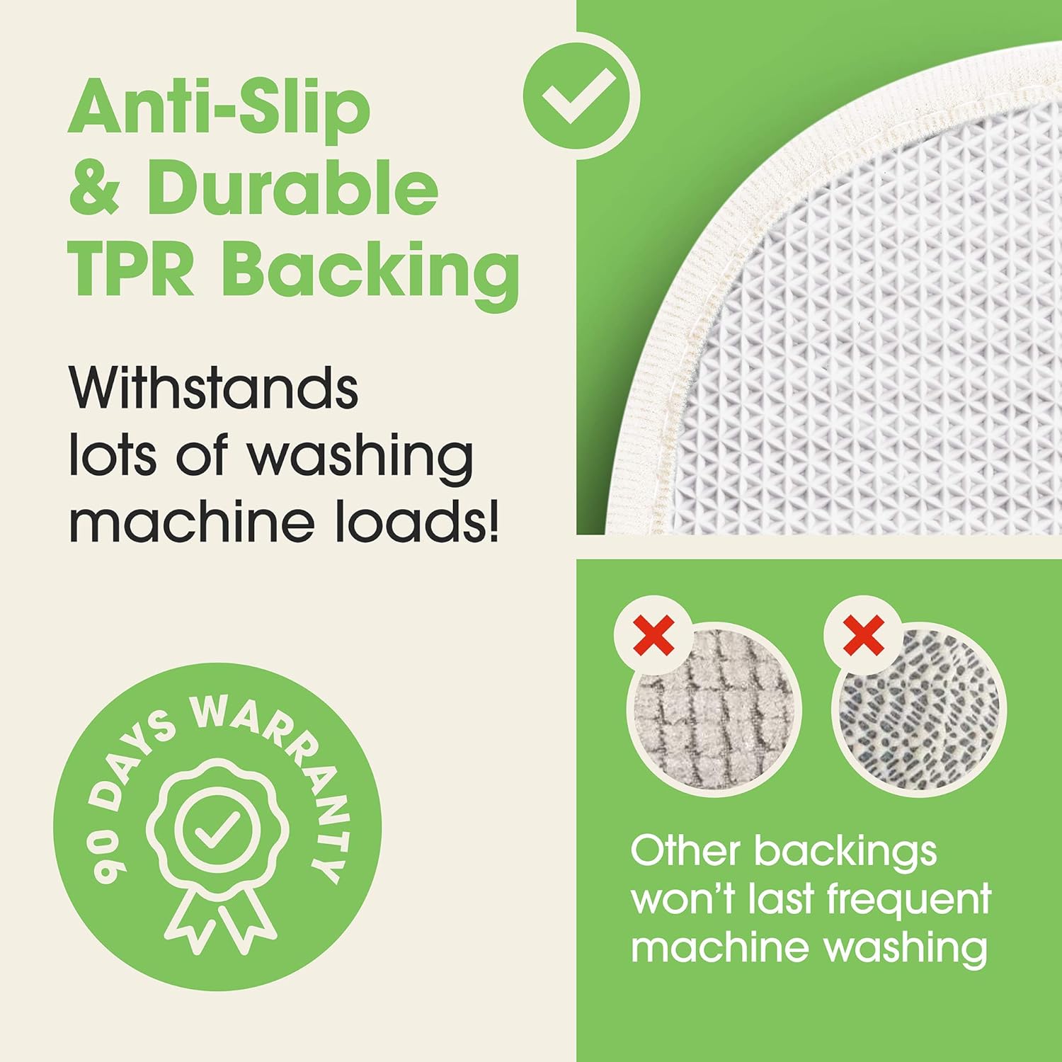 EdenHomes Chenille Bath Mats for Bathroom 24" x 17" + 44" x 26" (Set of 2) - Extra Soft Non-Slip Fluffy Rug Bathtub Large Shower Mat, Plush Carpet, Super Absorbent, Quick Dry, Machine Washable (White): Kitchen & Dining