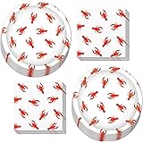 Crawfish Boil Party Supplies - Crawfish Dinner Plates and Napkins for Mardi Gras and Seafood Festivals (Serves 16)