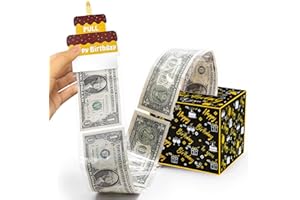 DTESL Happy Birthday Money Gift Box with Pull Out Card and Cash Holder - Black & Gold DIY Surprise Box
