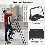 BONTEC 5 Step Folding Ladder Heavy Duty Portable Black Step Stool view 4