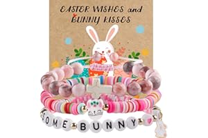 YUZHEJIE Cross Bracelet Easter Basket Stuffers Baptism Gifts Imperial Jasper Bracelet and Clay Bunny Bracelets First Communion Confirmation Christian Gifts for Gir Granddaughter Daughter Niece