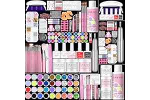 SAVILAND Acrylic Nail Kit with Drill: Professional Acrylic Nail Set for Beginners with Everything U V Light 3 Colors Gel Polish Decorations Nails Tools for Home Salon Use Christmas Gift Set