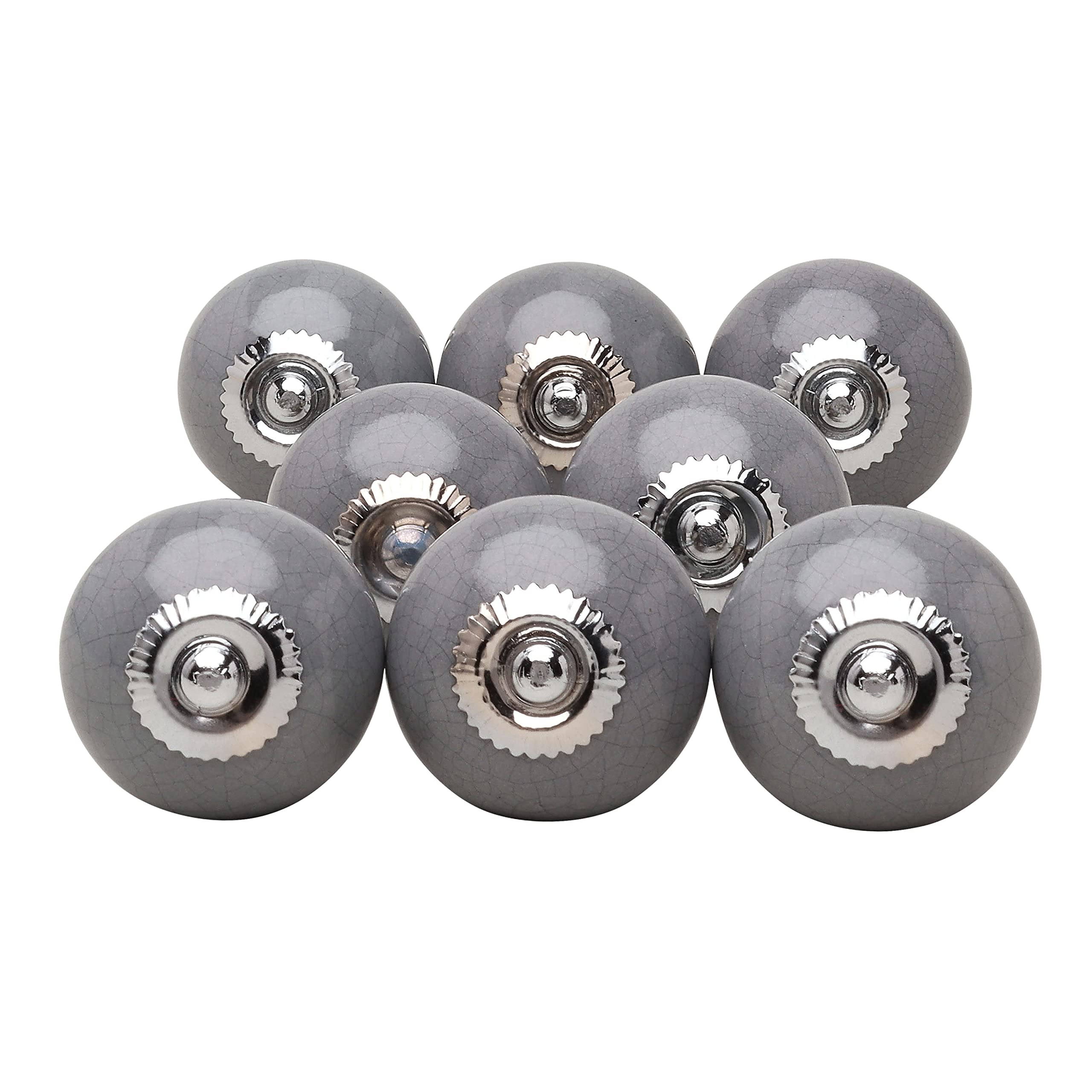 G Decor Dark Grey Crackle Handmade Design Round Ceramic Door Knobs, Vintage, Shabby Chic, Interior Furniture, Cabinet Wardrobe Cupboard Drawers Pulls Handles (8-Pack)