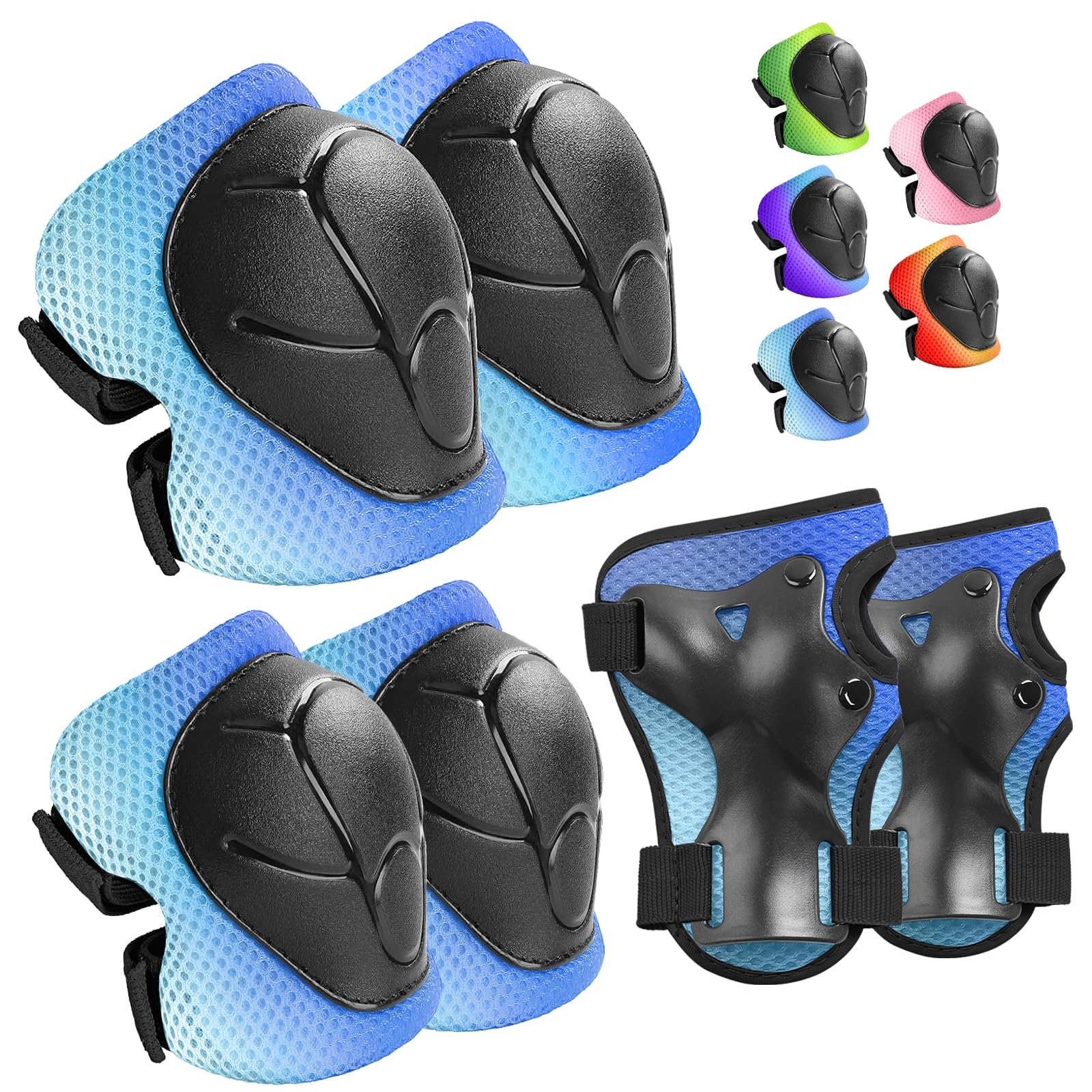 Wemfg Kids Protective Gear Set Knee Pads for Kids 3-14 Years Toddler Knee and Elbow Pads with Wrist Guards 3 in 1 for Skating Cycling Bike Rollerblading Scooter Image