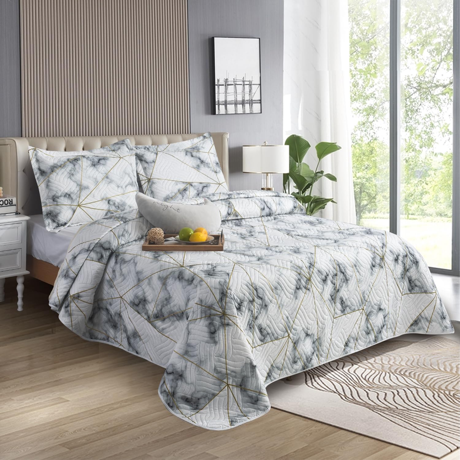 WEAVERS: 3 PCS Reversible Patchwork Quilted Bedspread, Floral Print Lightweight Comforter Coverlet, Soft Microfiber. Includes 2 Pillow Shams Fits Double & King Size Bed 220cm x 240cm. MILAN-101WV