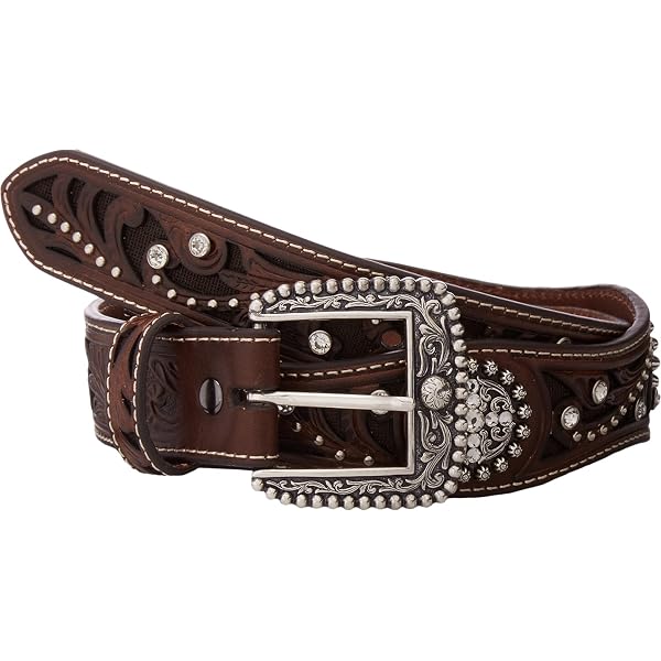 Women\'s Metallic Body Studs Leather Belt with Copper Buckle ARIAT Women main image 3
