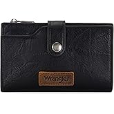 Wrangler Wallet for Women Bifold Card Holder with Zipper and ID Window
