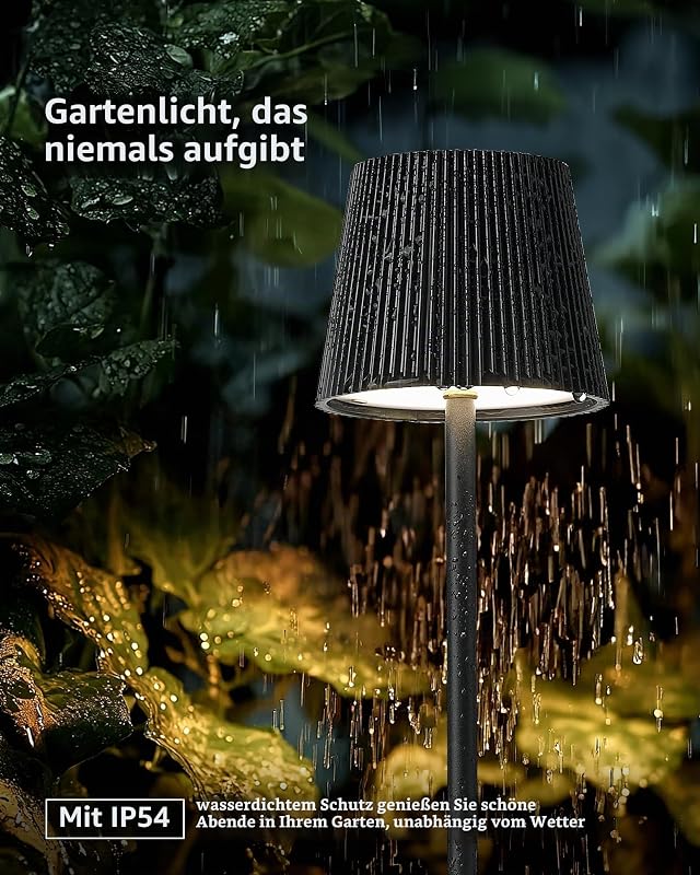 Kabellose LED Tischlampe Akku Tischleuchte Schwarz VELA TL02