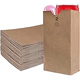 EcoQuality 100 Mini Brown Kraft Paper Bags - 2lb Capacity Lunch & Gift Bags (4 5/16 X 2 7/16 X 7 7/8)