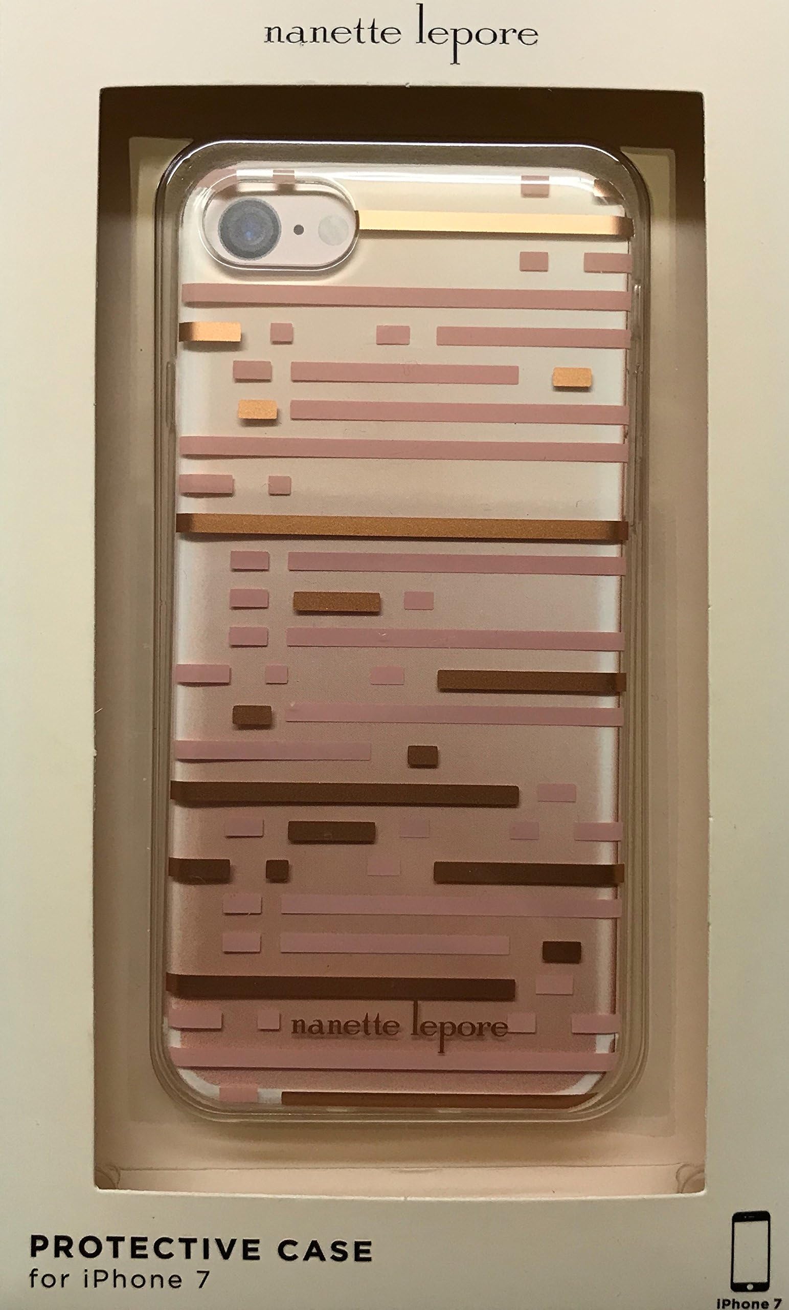 Phone case Protective phone case for Iphone 7 (STRIPED GOLD AND PINK)