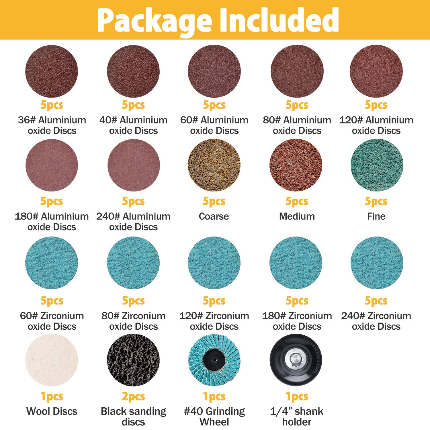 VIGRUE 80Pcs Sanding Discs Set, 2 Inches Roloc Quick Change Discs with 1/4 inch Holder, Surface Conditioning Discs for Die Grinder Surface Prep Grind Polish Burr Rust Paint Removal with Container: Industrial & Scientific