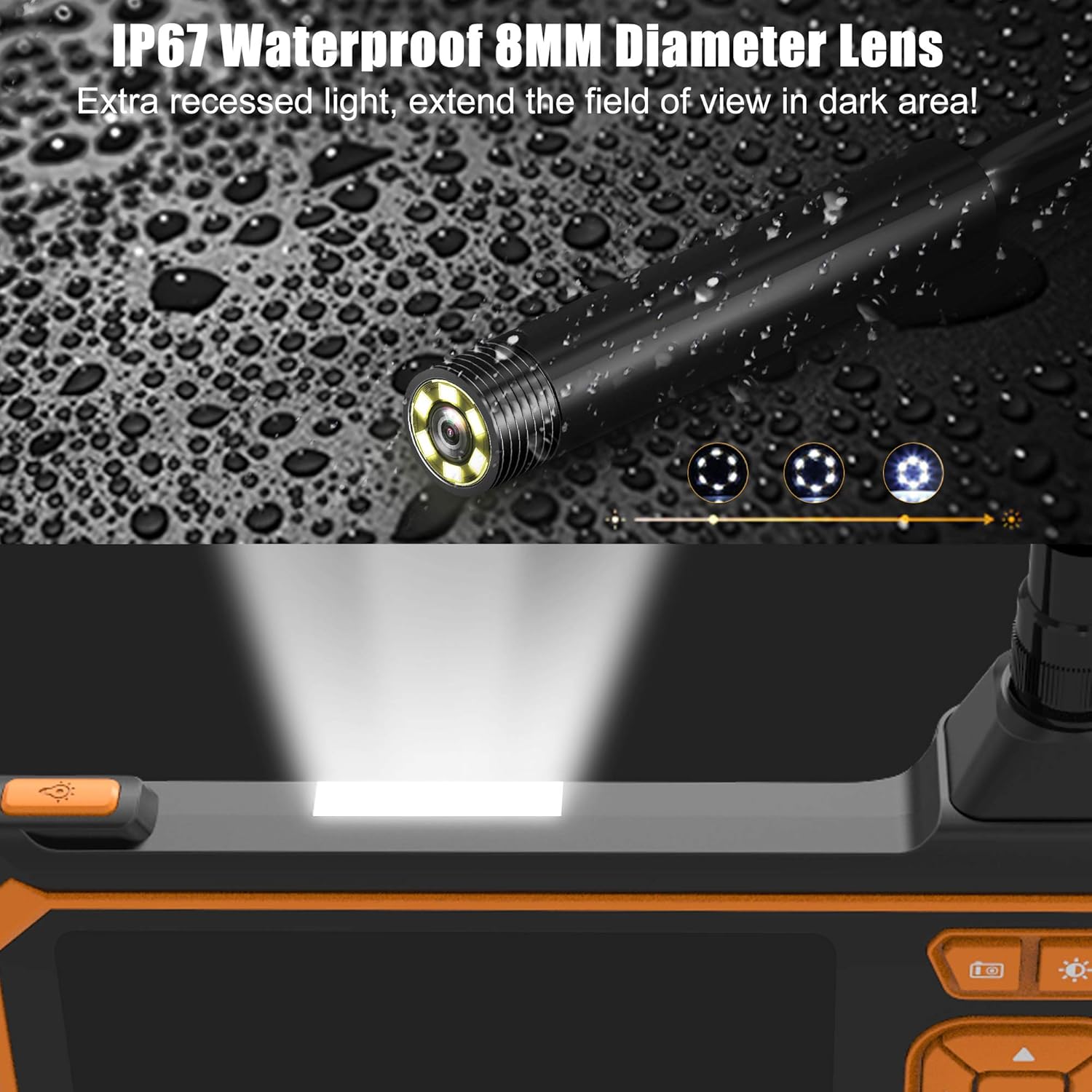 32ft Endoscope Camera with Light, 4.3inch HD Screen No WLAN Required Inspection Cam IP67 Waterproof - Image 5