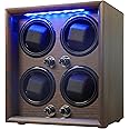 Oryx 4 Watch Winder for Automatic Watches, Wooden Rotating Watch Case 5 Rotation Modes Setting Display Box with LED Light, USB Powered Super Quiet Mabuchi Motor