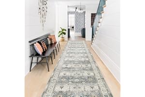 TOPRUUG Washable Runner Rug 2x12 - Hallway Runner Rug Kitchen Rugs and Mats Non Skid Washable Waterproof Carpet Runner for Living Room Bedroom Bathroom (Grey, 2x12)