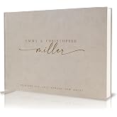 Personalized Guest Book - 11.5" x 8.5" Custom Bride &amp; Groom Names with Bookmark and Hard Cover 140 GSM Blank Pages, for Weddings Guest Book, Engagements, Birthdays, Special Events, Taupe