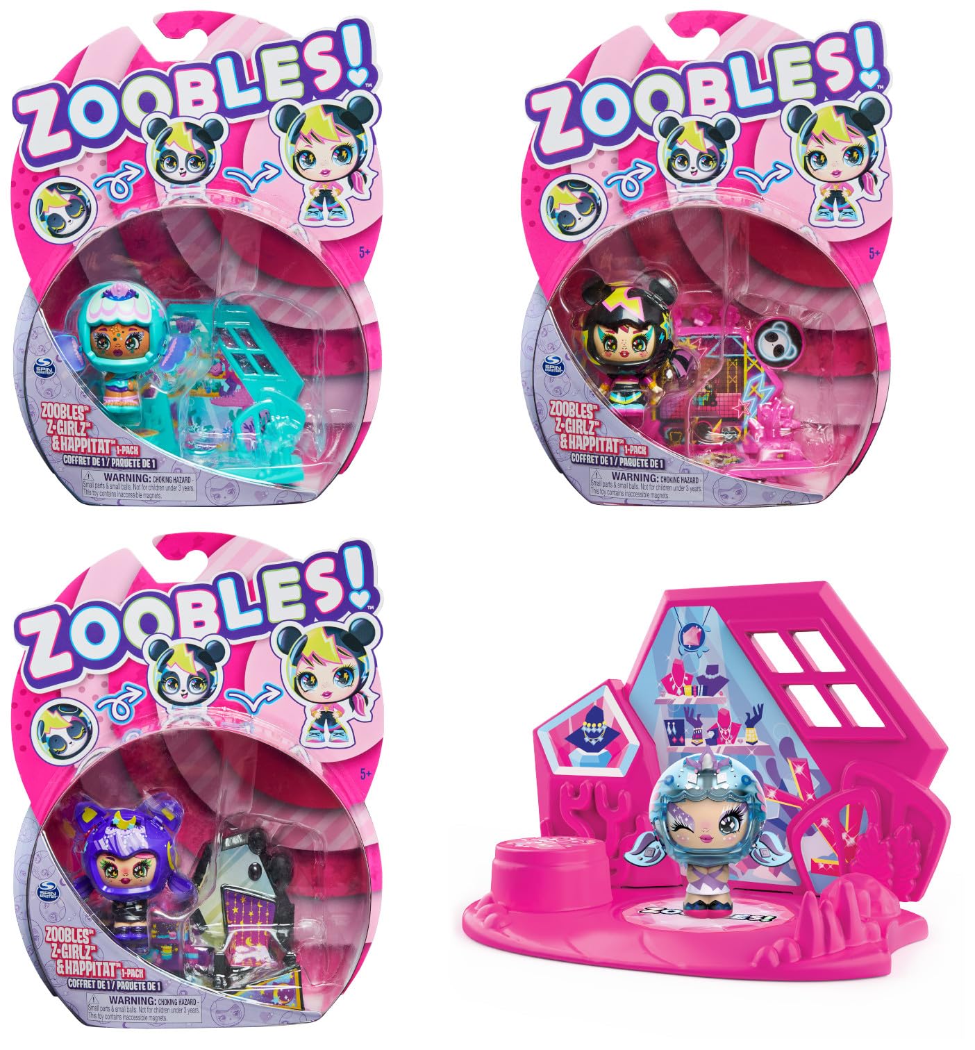 Zoobles, Z-Girlz Transforming Collectible Figure and Happitat Accessory, Kids Toys for Girls Aged 5 and above