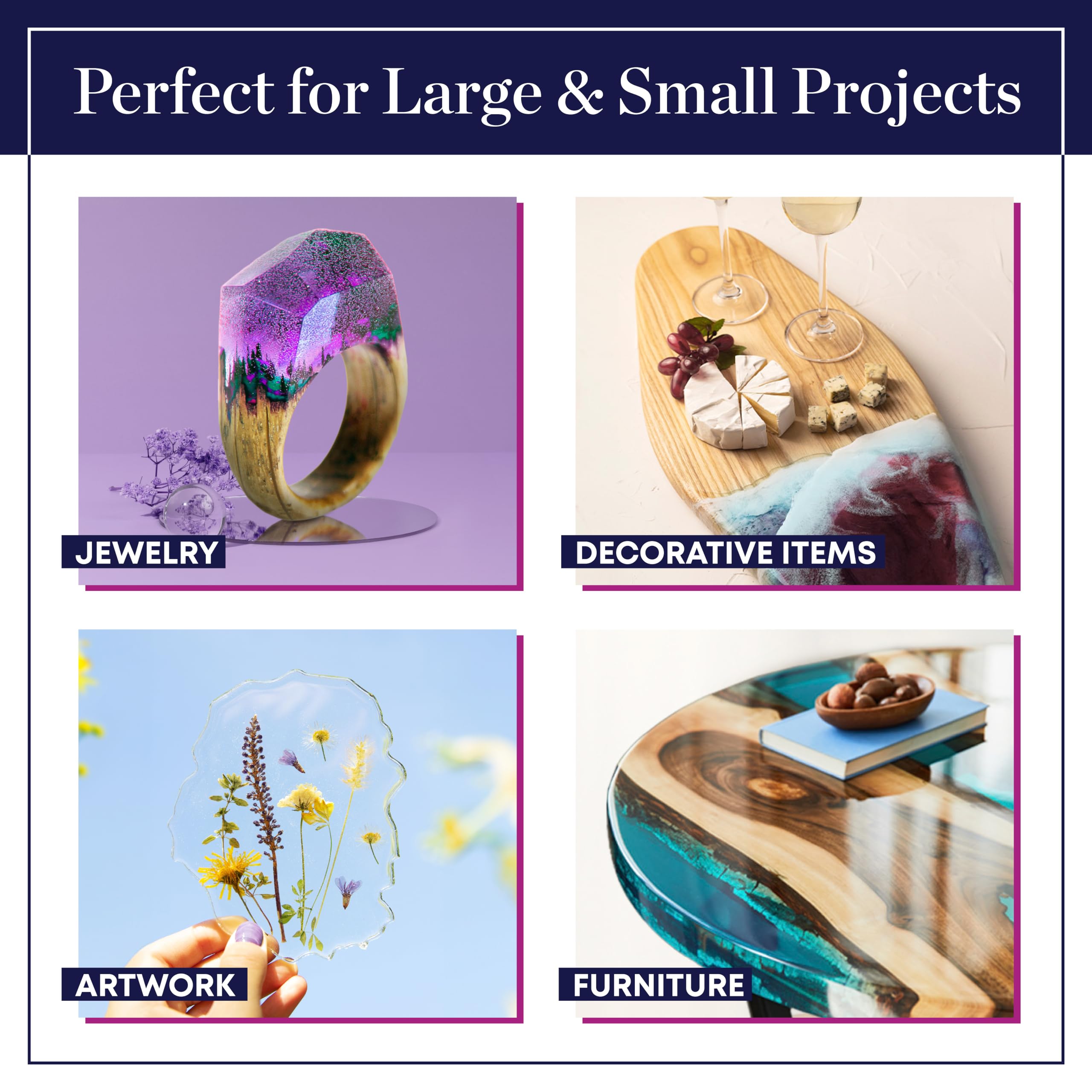Resin Epoxy Kit 1 Gallon Craft Kit Gift - (.5 Gal Resin + .5 Gal Hardener) - Non-Toxic, Crystal Clear, Odor-Free, UV Resistant, High Gloss Art Epoxy