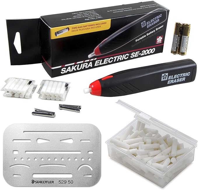 Sakura Electric Eraser Kit Cordless, Batteries, 80