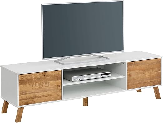Loft24 A S Tv Lowboard Fernsehtisch Fernsehschrank 2 Turen Fsc Massivholz Kiefer Weiss Natur Modernes Design Landhaus 140 X 39 X 53 Cm Amazon De Kuche Haushalt