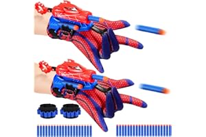 EXCITOBO 2 Sets Superhero Web Shooters for Kids Age 3-7,Adjustable Wrist Launcher Slinging Toy Set with 40 Darts,Ideal Birthday for Boys & Girls Imaginative Role-Play Costume Accessory