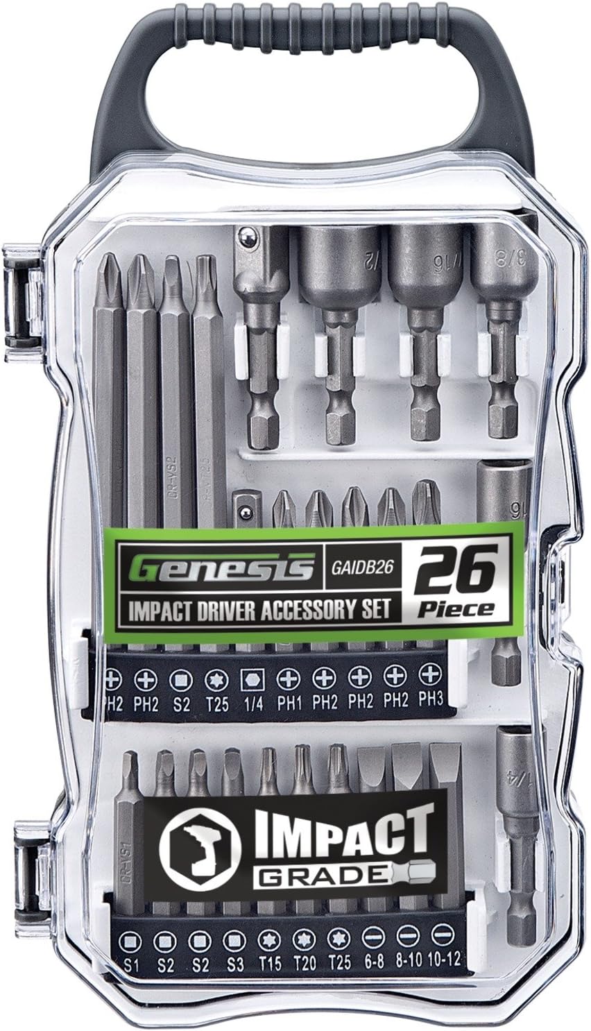 Genesis GAIDB26 26Piece Universal Impact Driver Accessory Set with