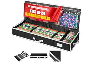 Handy Laundry Gift Wrap Storage Organizer, Easily organize Wrapping Paper, Ribbons, Bows, Scissors, Fits 18-24 Standard Rolls, Keeps Gift Supplies in Perfect Condition & Ready for Next Season, (Black)